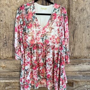Gianni Bini White and Pink Floral Dress